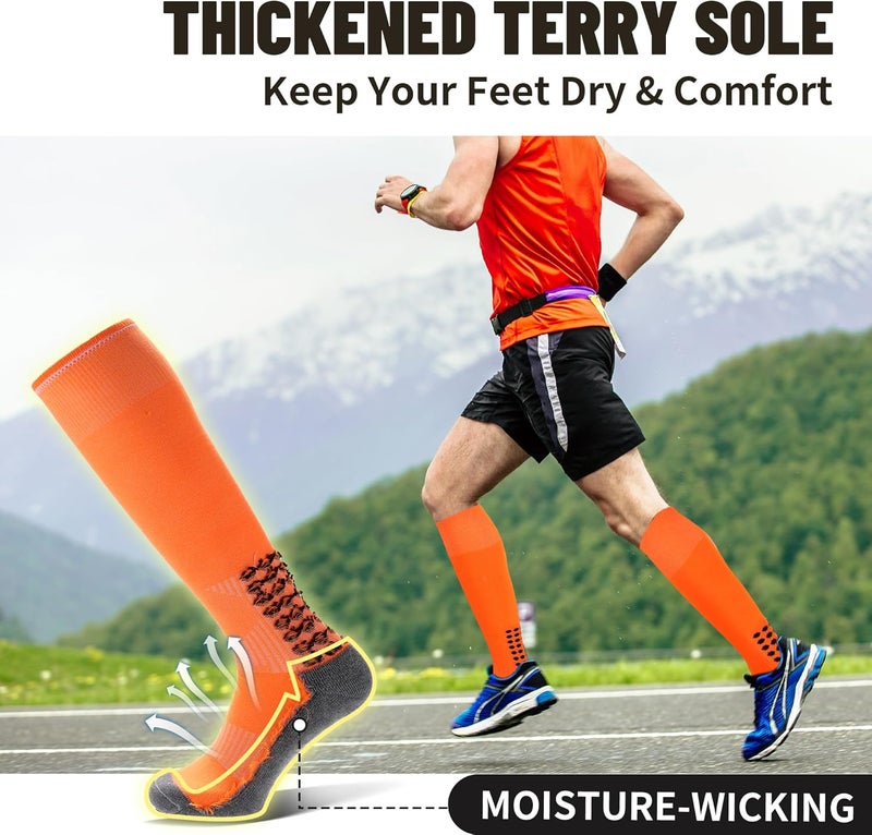 Regilt 3 Pairs Grip Soccer Socks Men Cushioned Non Slip Football Basketball Sports Socks Knee High Long Socks - Image 5